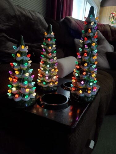 Click to view full screen Set of 3 Retro Hand-Painted Ceramic Trees with LED Lights photo review
