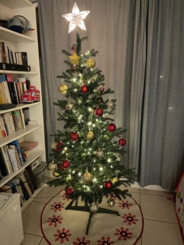 Silver 3D Snowflake Tree Topper with 25 Warm Lights photo review