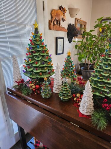 Set of 3 Retro Hand-Painted Ceramic Trees with LED Lights photo review