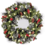 24 Inches Pre-Lit Artificial Christmas Wreath